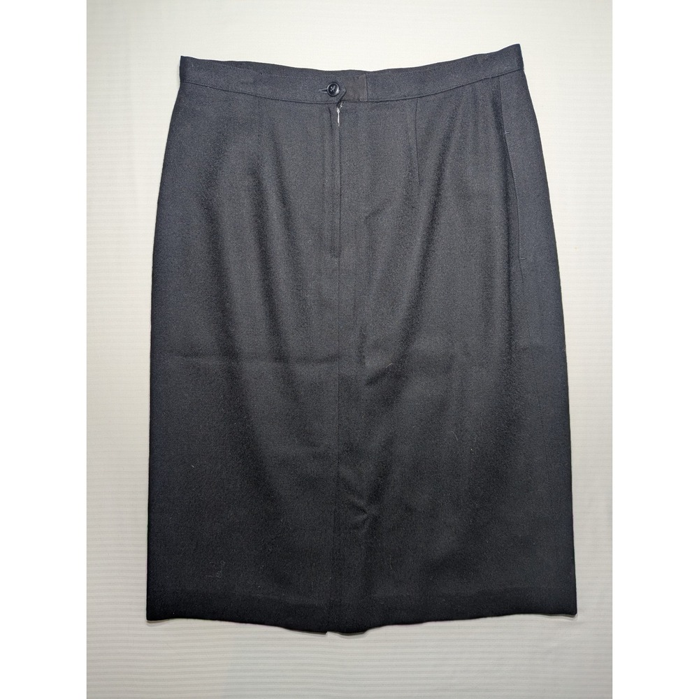 Vintage Black Wool Pencil Skirt Size 12 Office Core Quiet Luxury Minimal